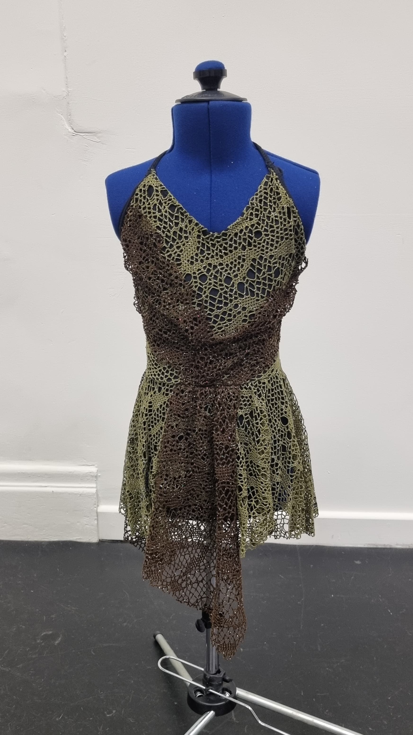 Tree Green and Brown Fishnet Dress