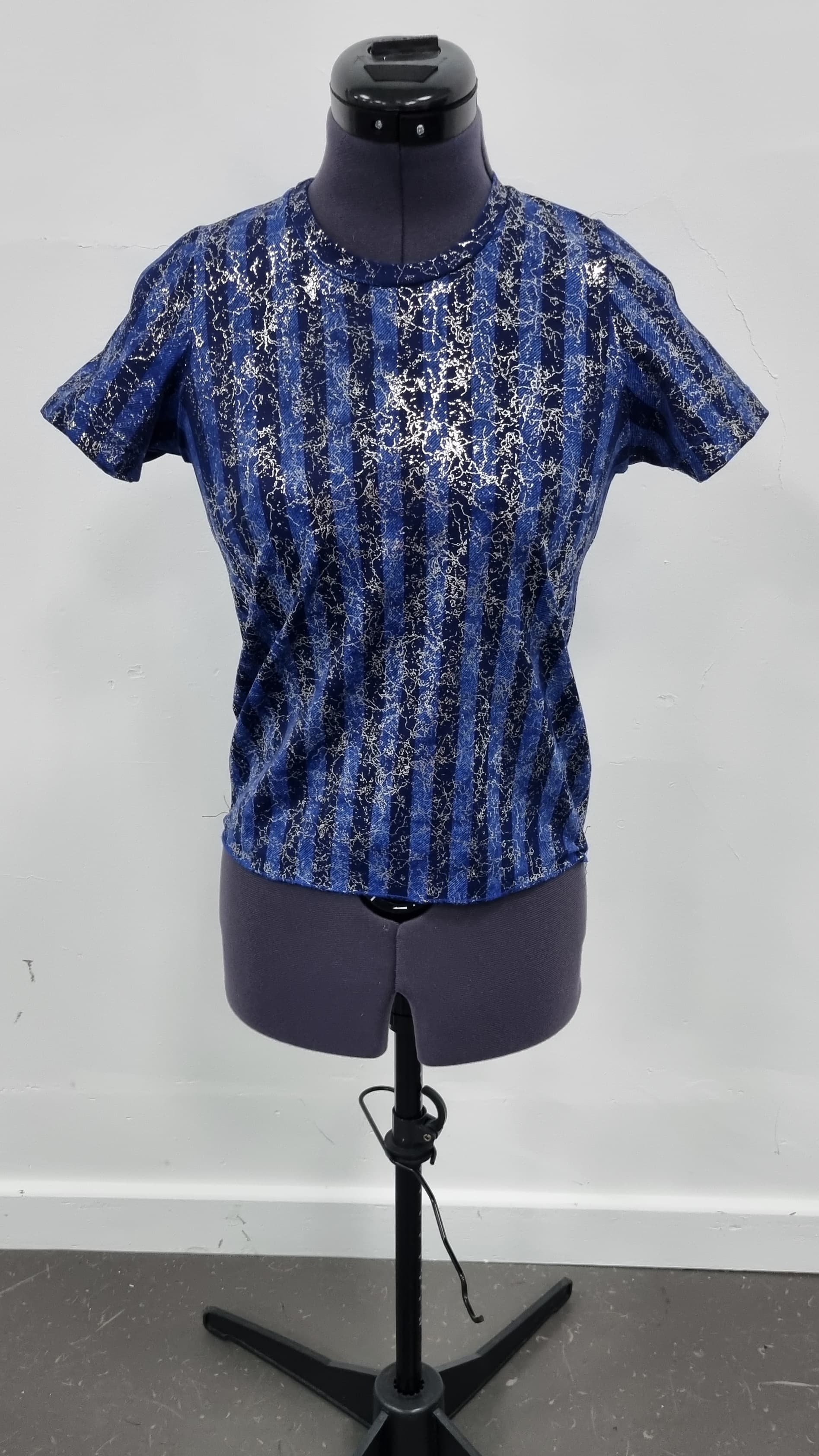 Metallic Blue Striped Top