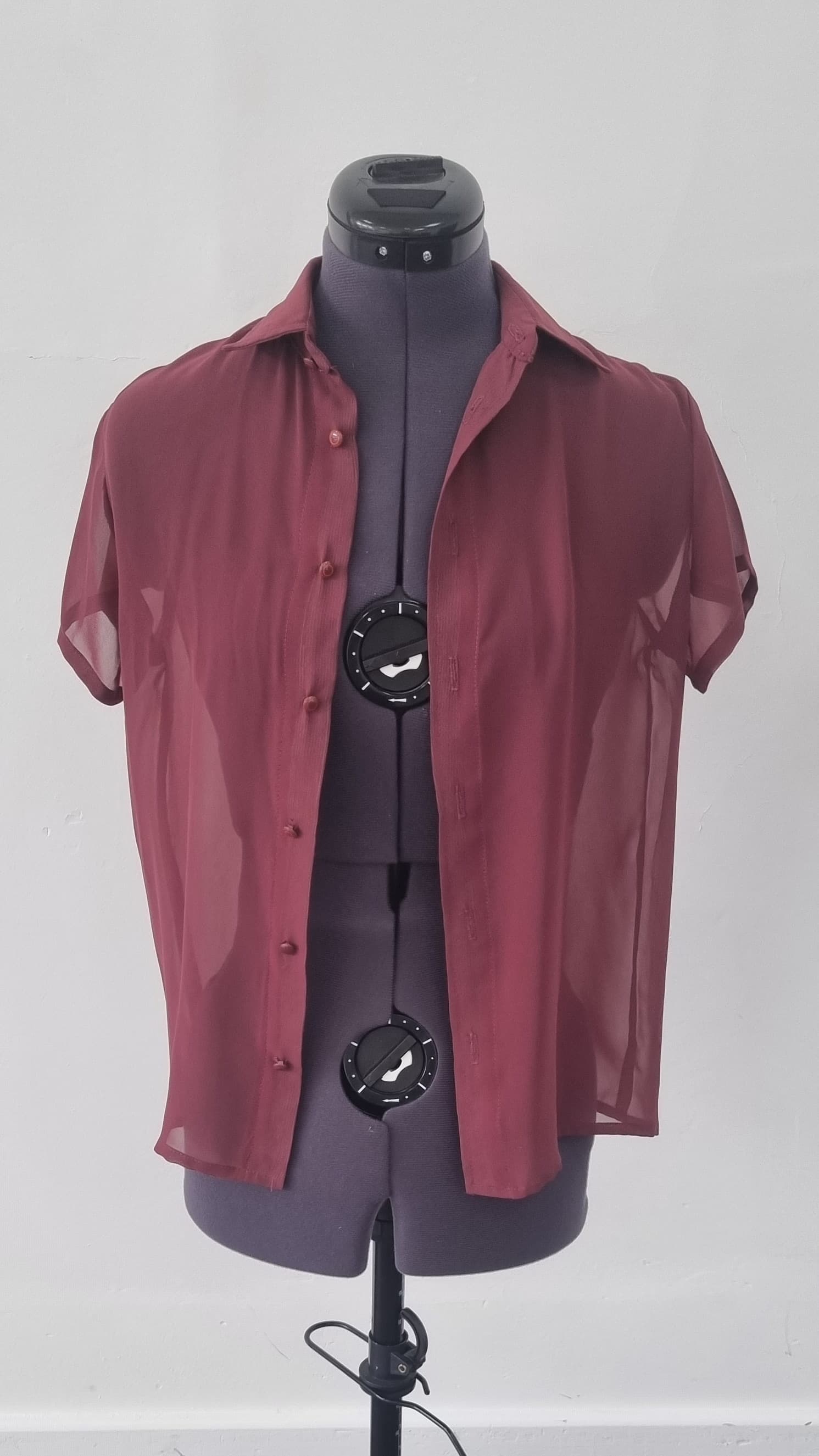Piece by Piece Burgundy Sheer Shirt thumbnail 2