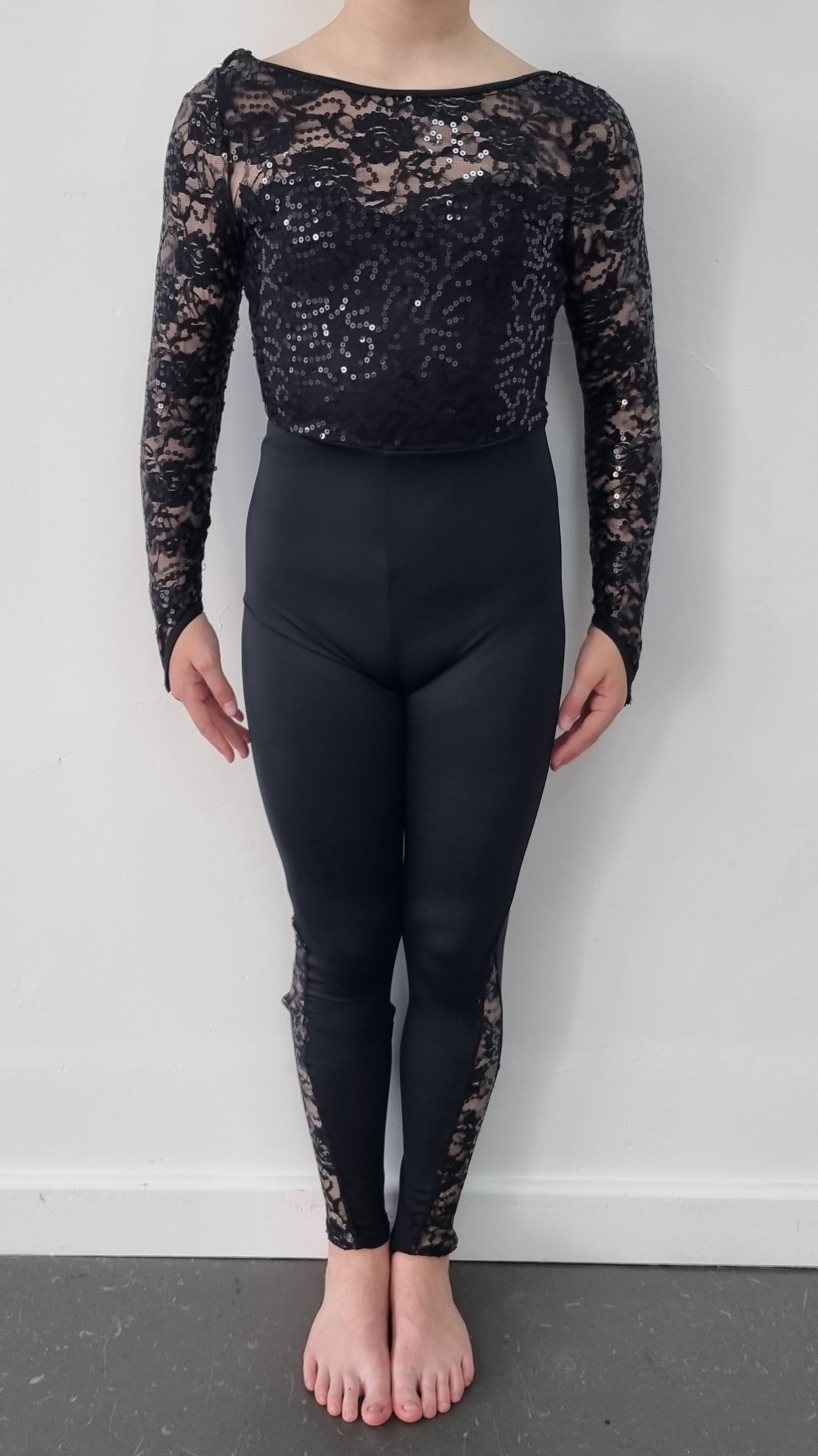 1st Position Lace Catsuit (Black & Maroon) thumbnail 2