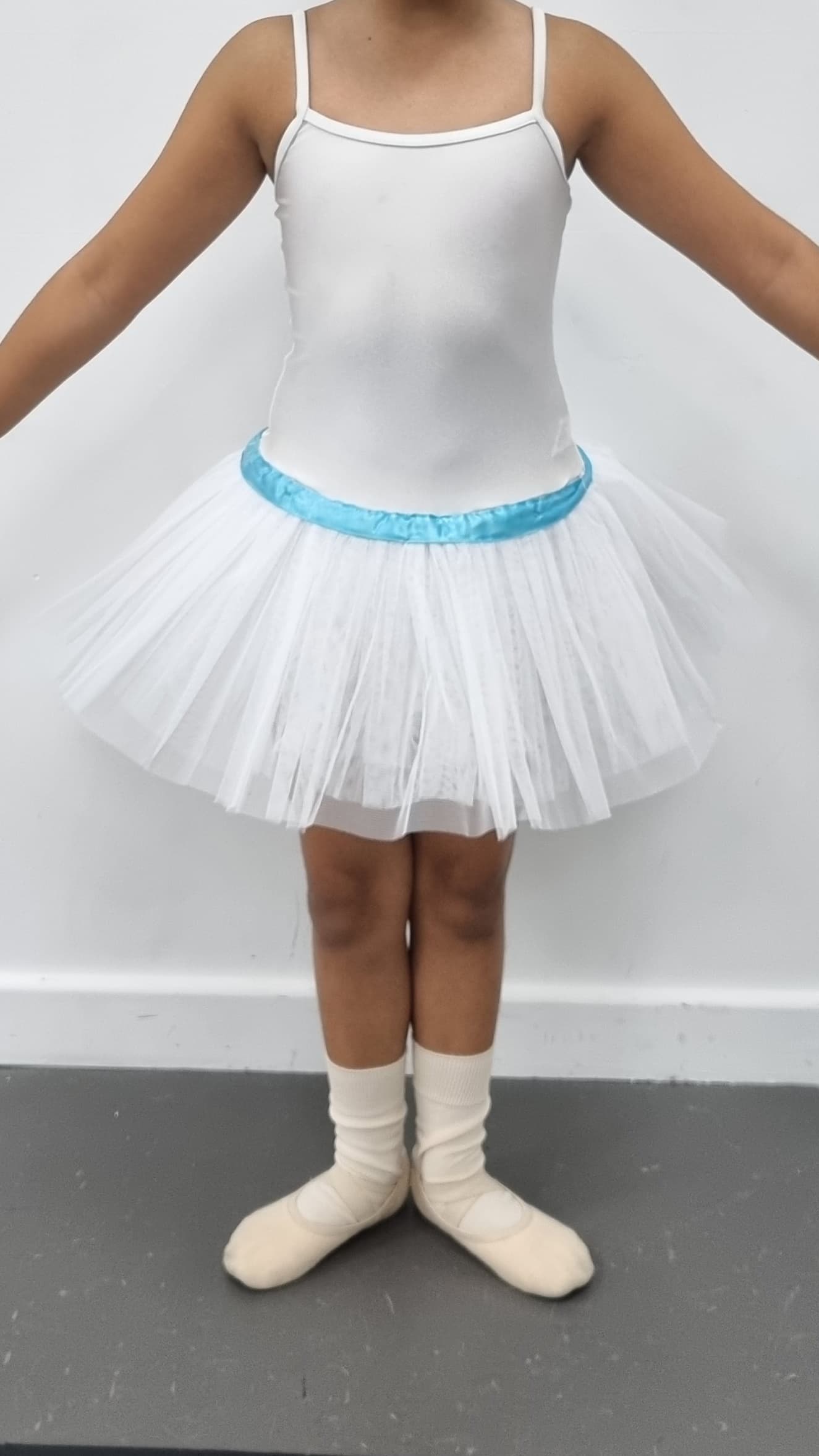 White Tutu with Blue Ribbon