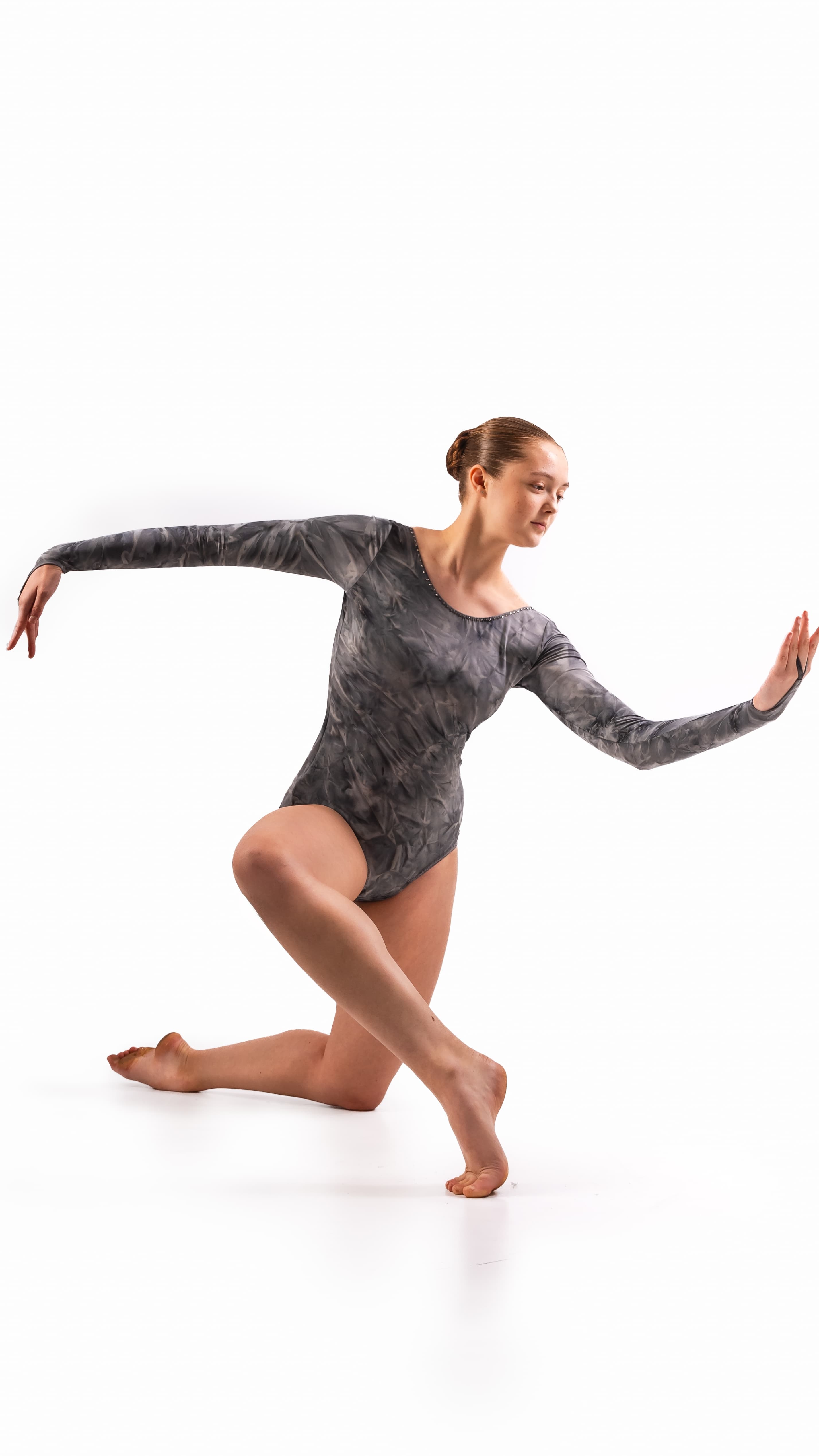 Grey Tie-Dye Long Sleeved Leotard thumbnail 2