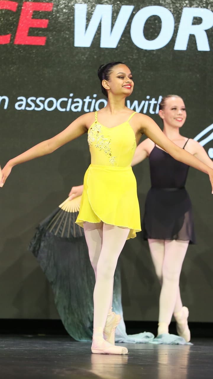 Yellow Embelished Leotard and Matching Skirt