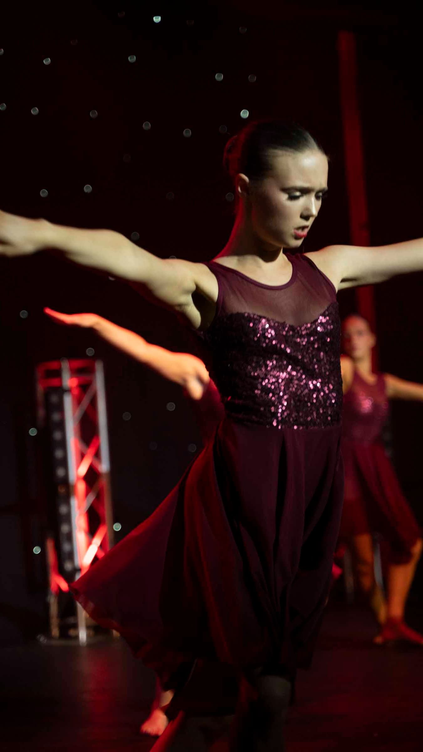 1st Position Burgundy Sequin Dress