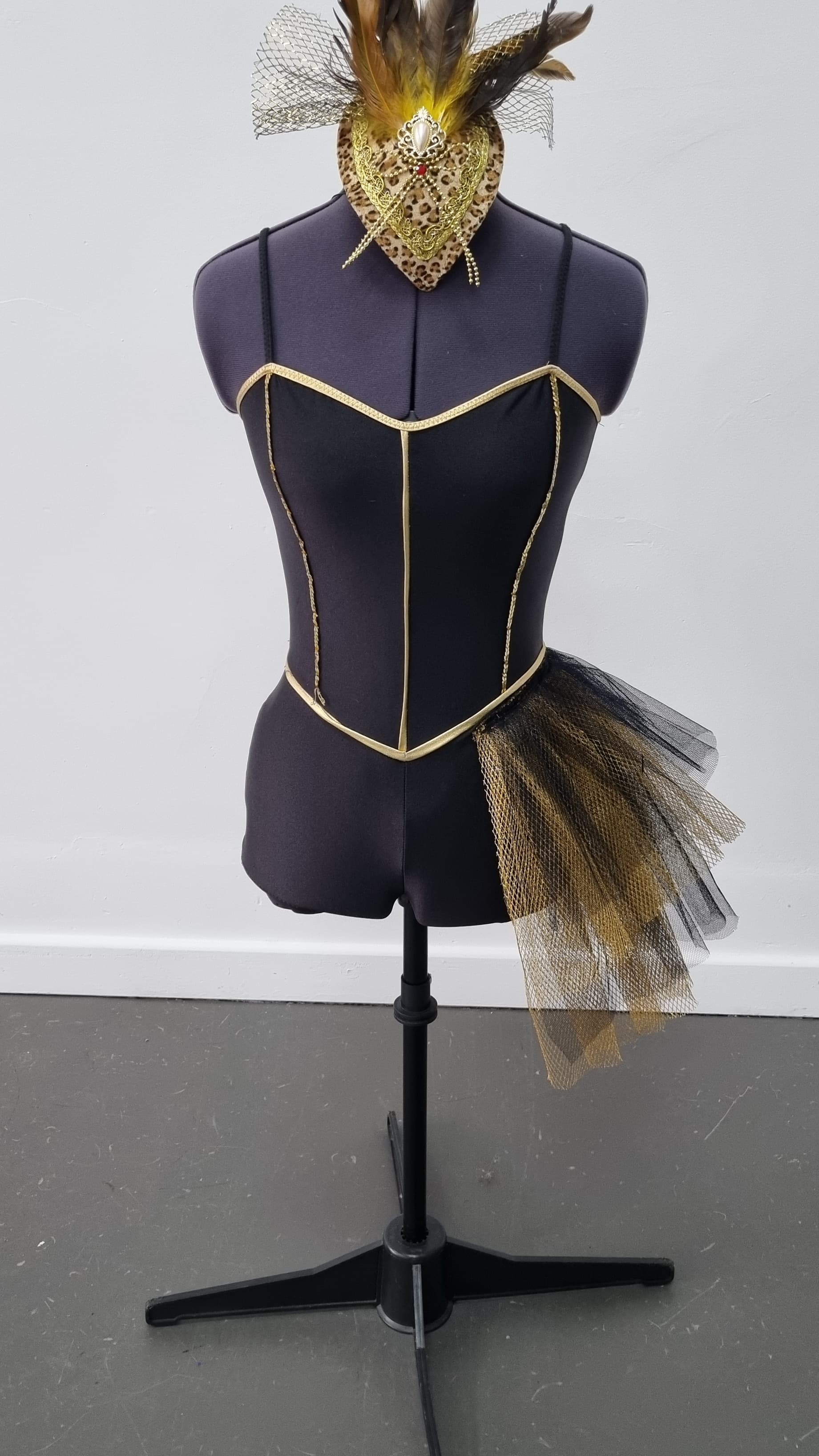 Black Unitard with Tulle Skirt Detail